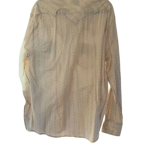 Cinch Men's XL Beige Striped Western Pearl Snap Shirt Long Sleeve - Picture 5 of 8